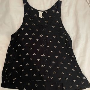 F21 Black blouse top with triangle/Aztec detail